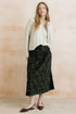 Lily & Me Frances 100% Cotton Corduroy Skirt Trailing Leaves Dark Olive