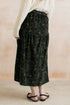 Lily & Me Frances 100% Cotton Corduroy Skirt Trailing Leaves Dark Olive