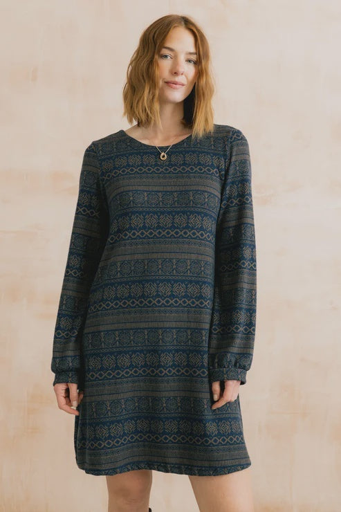 Lily & Me Spruce Dress Fair Isle Navy