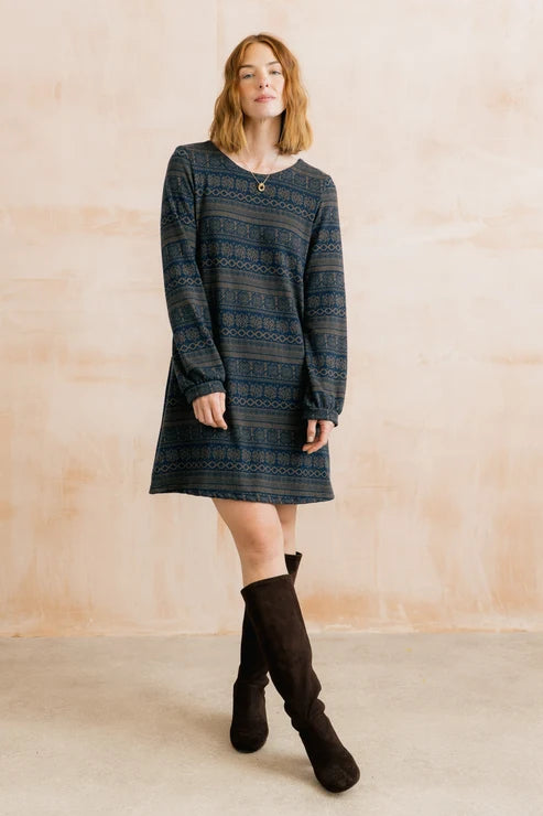 Lily & Me Spruce Dress Fair Isle Navy