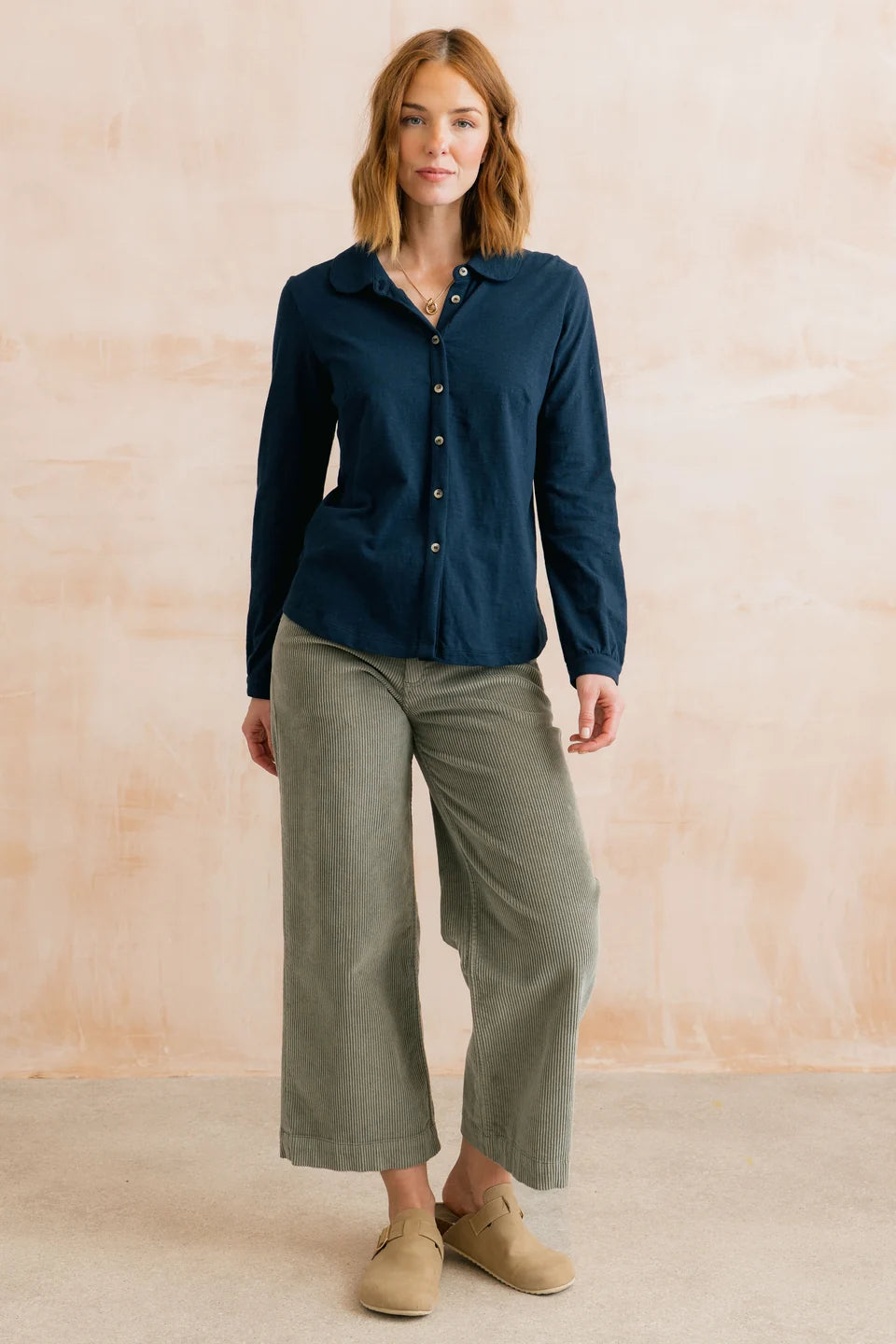 Lily & Me Bowbridge 100% Organic Cotton Shirt Slub Navy