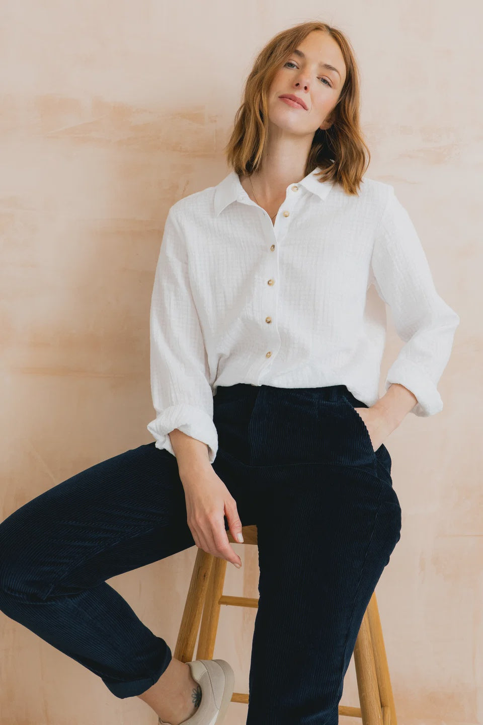 Lily & Me Ana 100% Organic Cotton Shirt Check White
