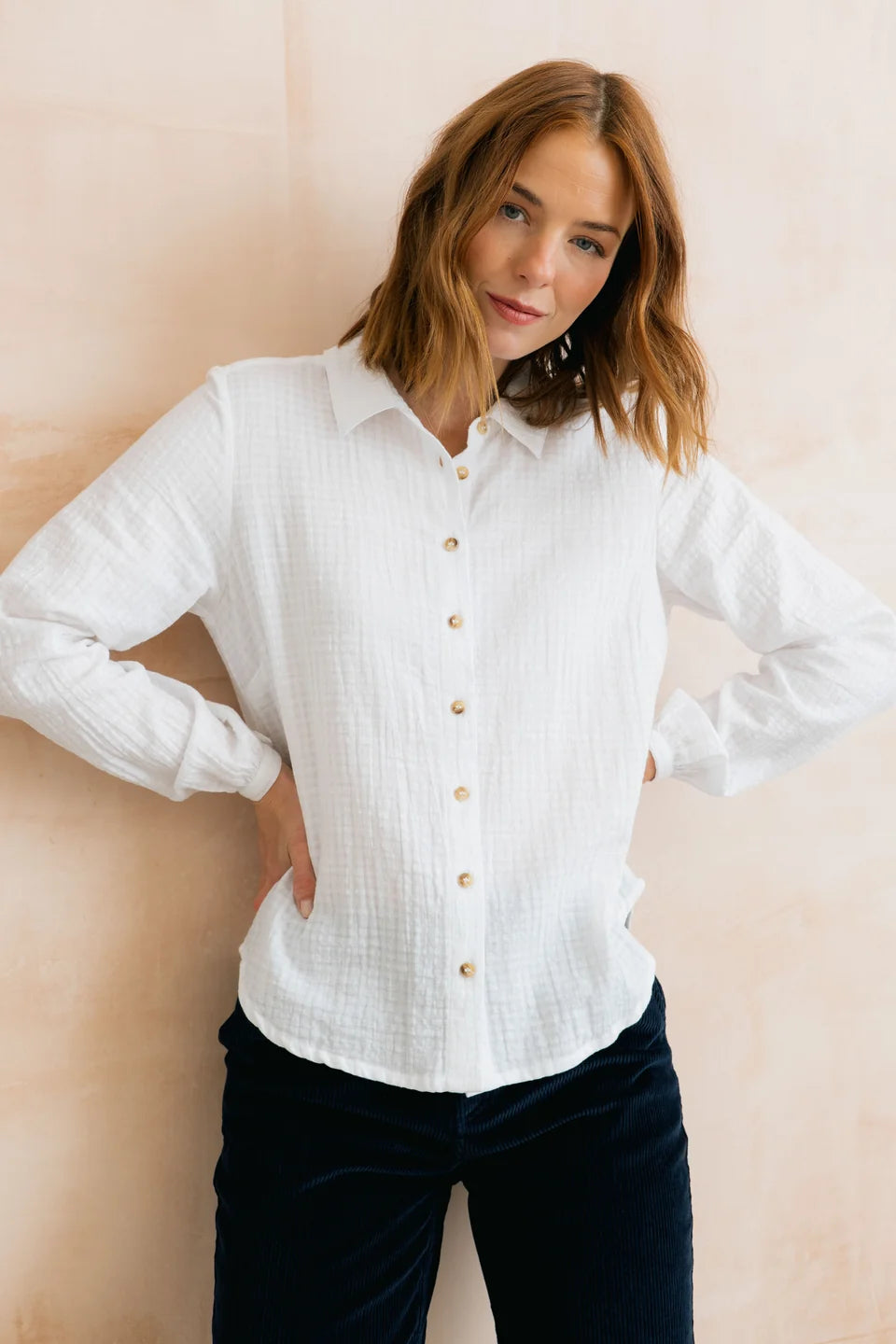 Lily & Me Ana 100% Organic Cotton Shirt Check White