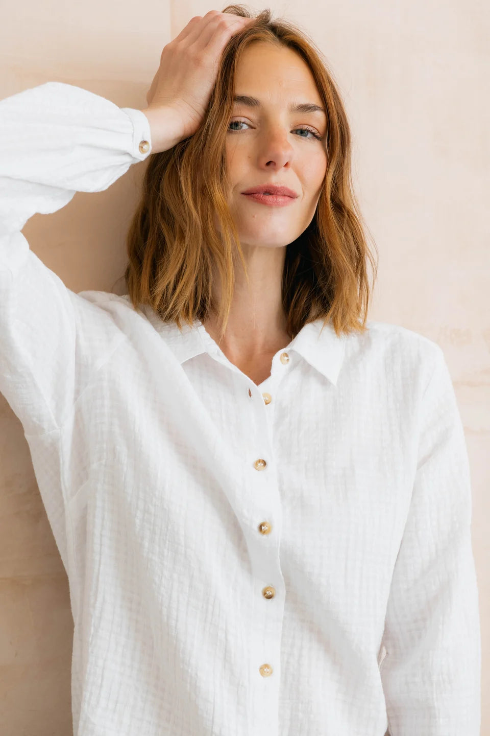 Lily & Me Ana 100% Organic Cotton Shirt Check White