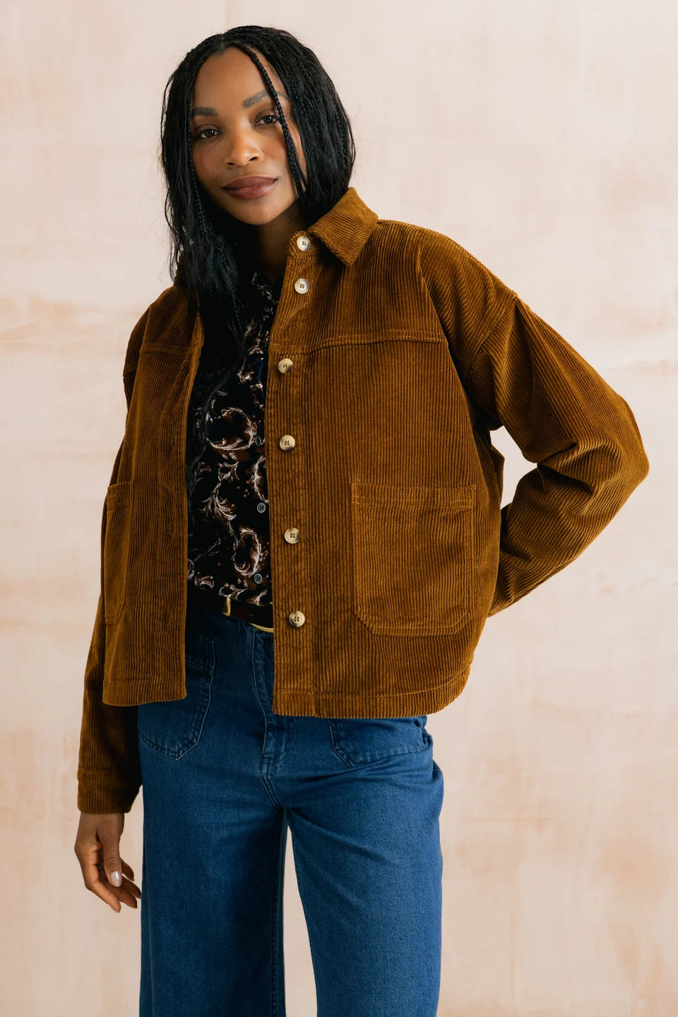 Lily & Me Olivia Shirt Jacket Jumbo Cord Burnt Caramel