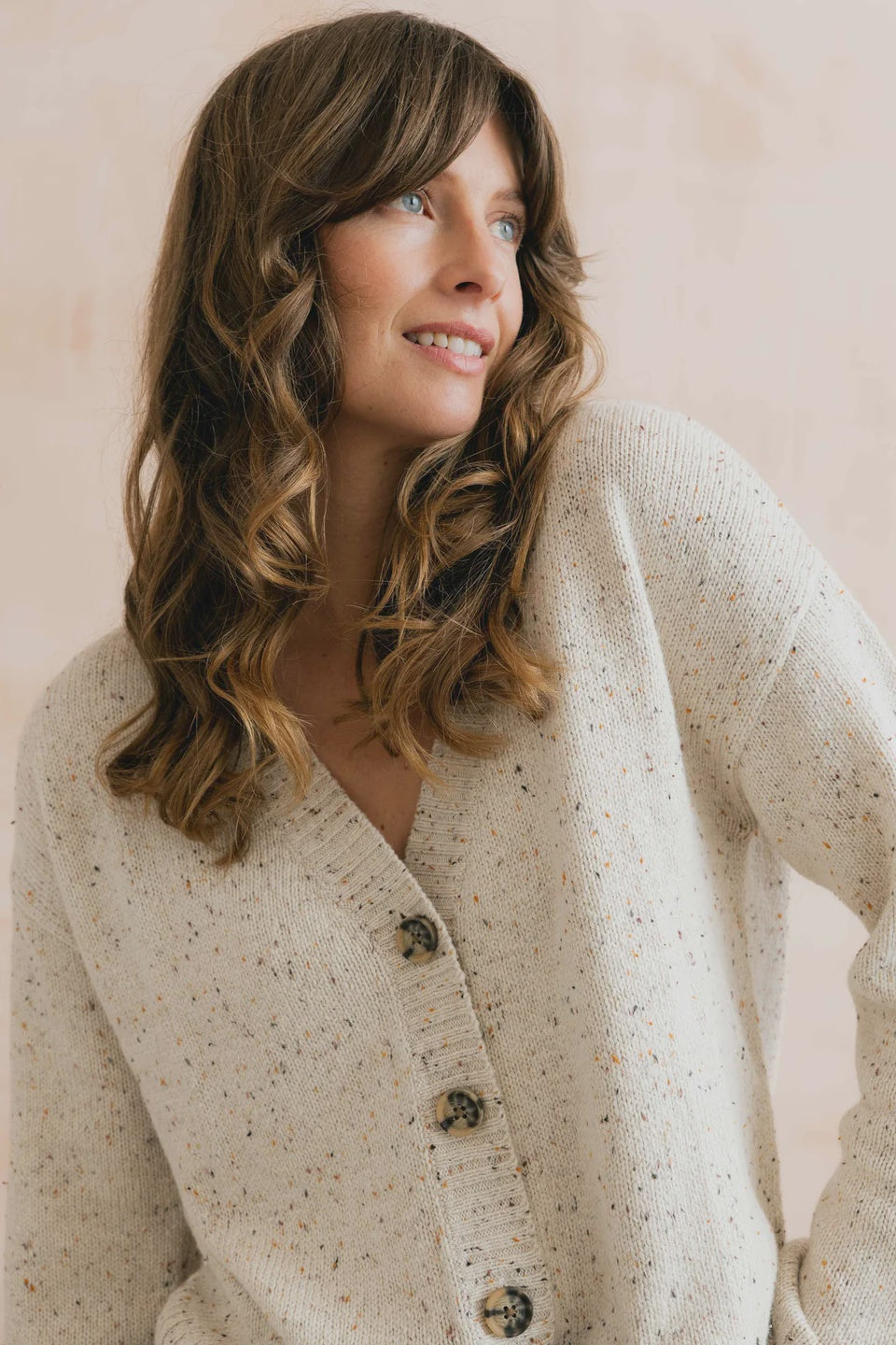 Lily & Me Bloom Cardigan Fleck Knit Ecru