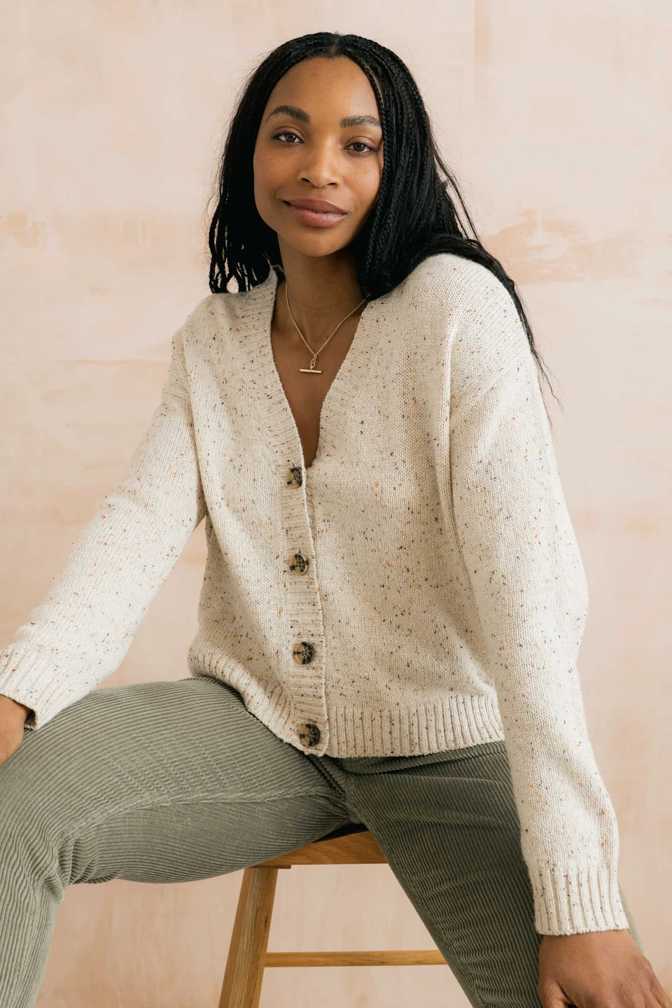 Lily & Me Bloom Cardigan Fleck Knit Ecru