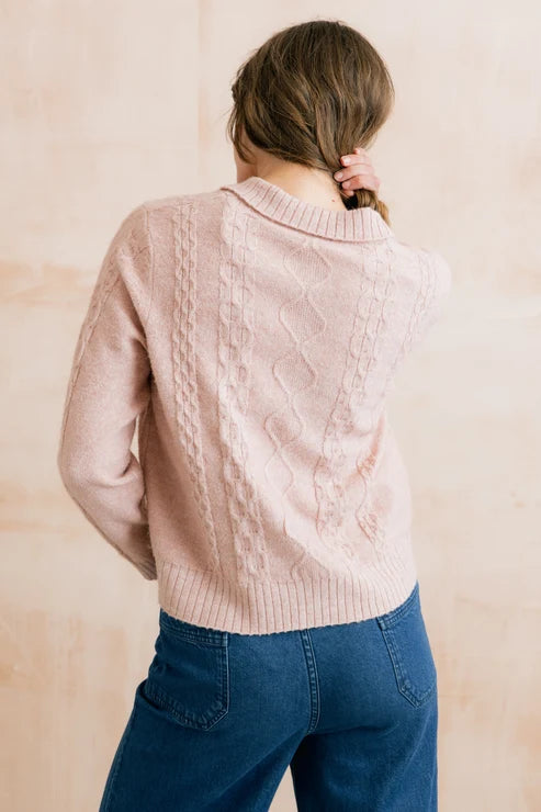Lily & Me Studio Jumper Cable Knit Antique Pink