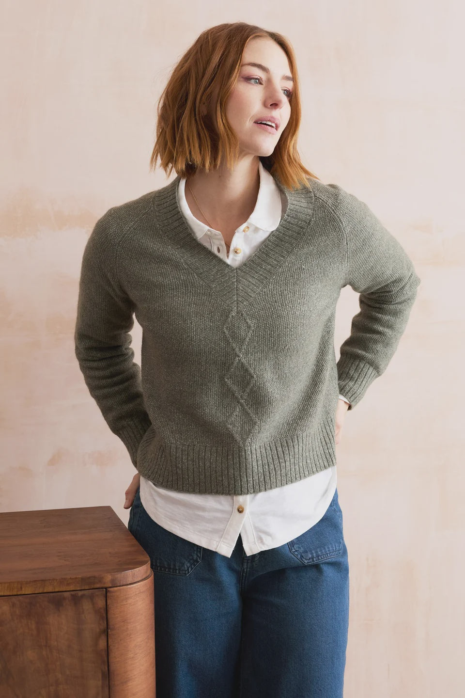 Lily & Me Wickridge Jumper Cable Knit Sage