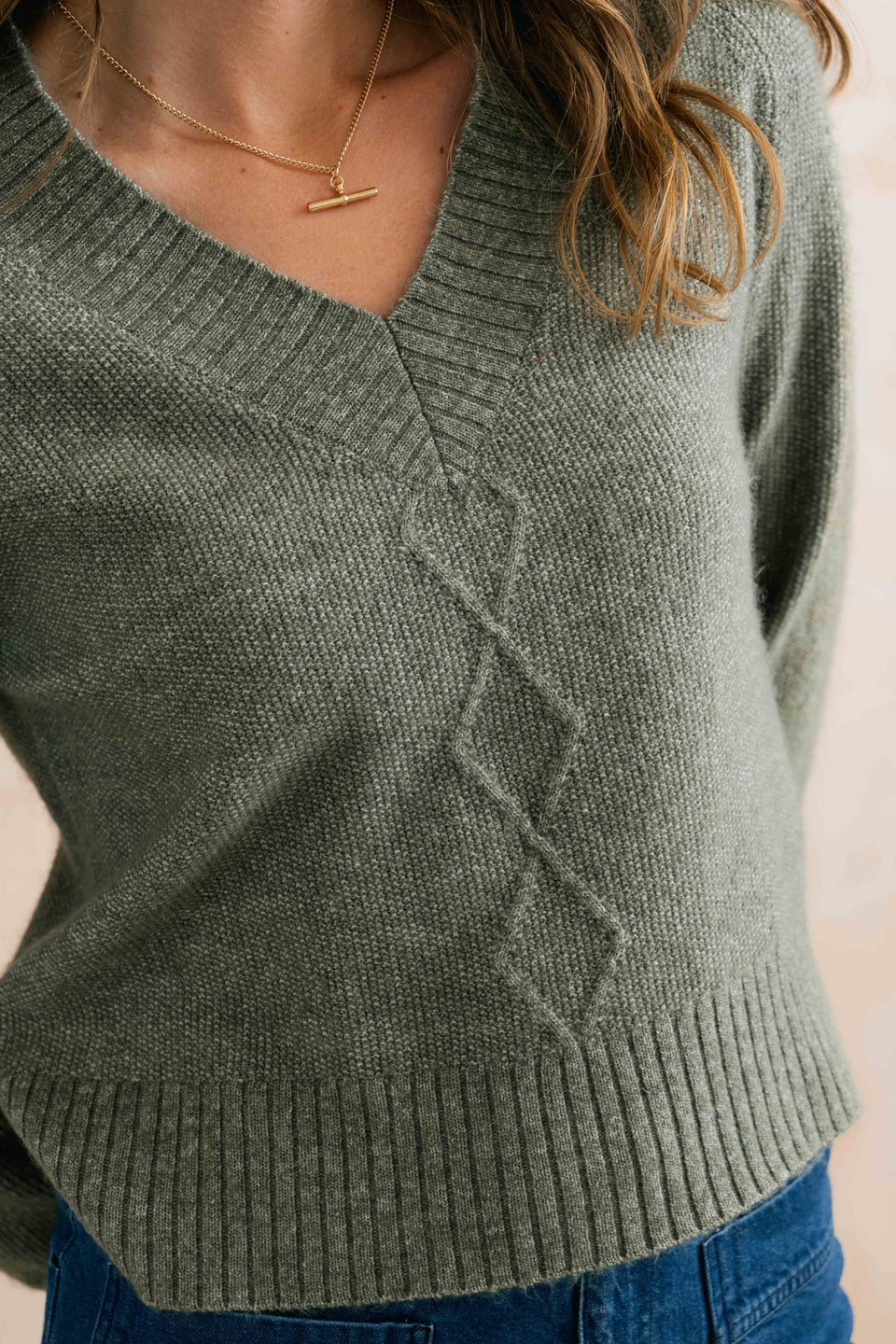 Lily & Me Wickridge Jumper Cable Knit Sage