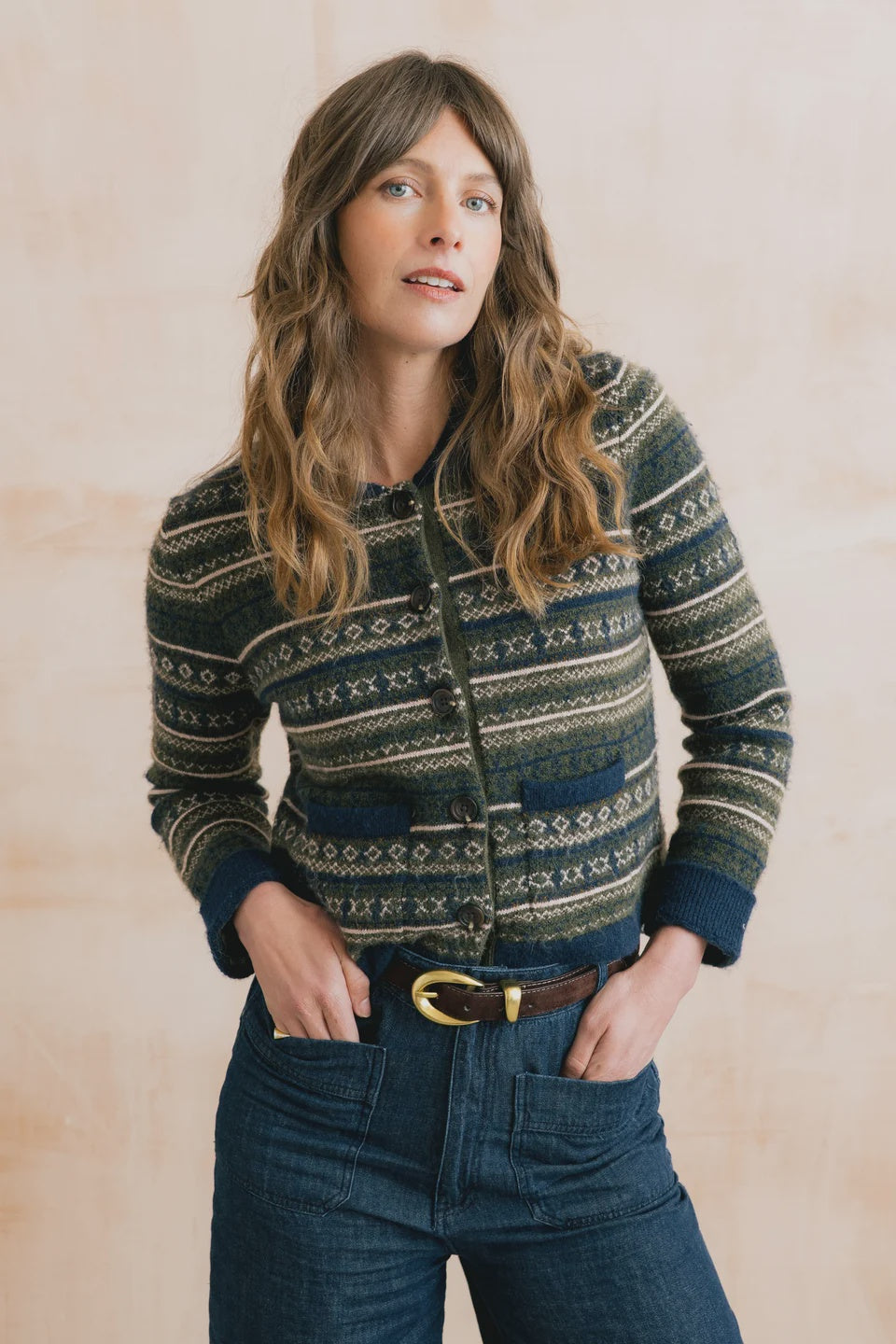 Lily & Me Chestnut Fair Isle Jacket Fair Isle Knit Olive