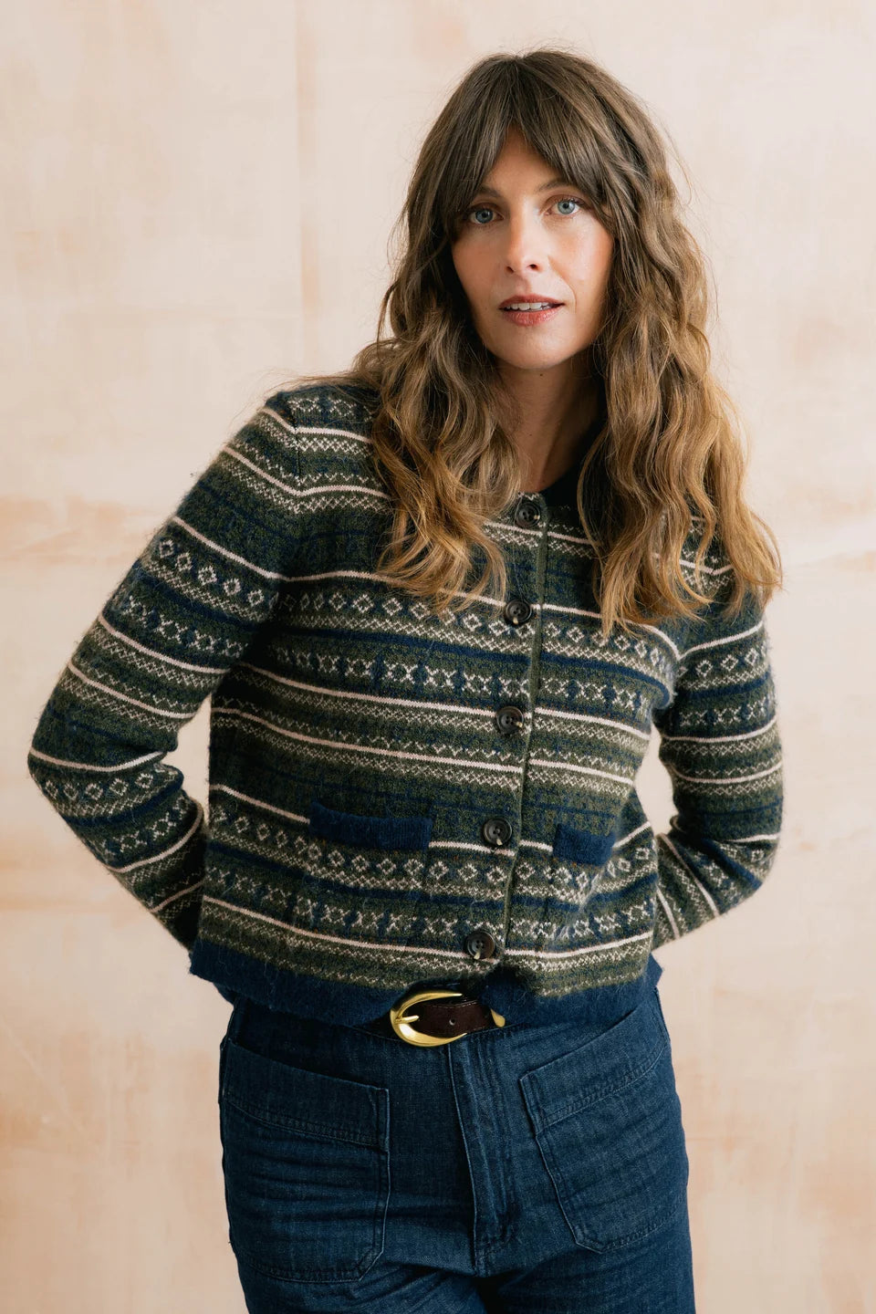 Lily & Me Chestnut Fair Isle Jacket Fair Isle Knit Olive