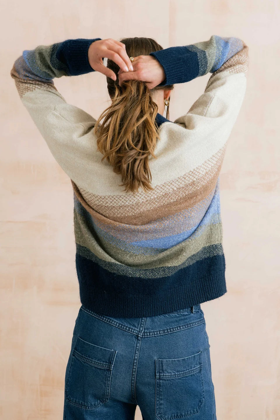 Lily & Me Artist Jumper Colour Block Knit Oatmeal