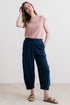 Lily & Me Sail Linen Blend Cropped Trousers Navy