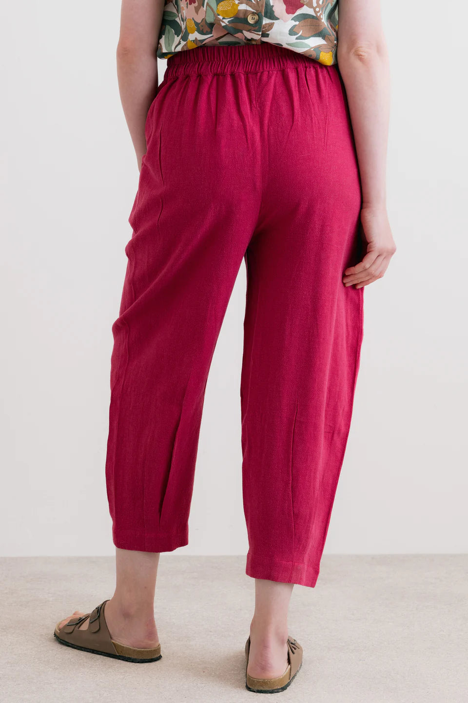 Lily & Me Sail Linen Blend Cropped Trousers Boysenberry