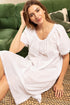 Cottonreal Lois Cotton Voile Swiss Dot Short Sleeve Nightdress White