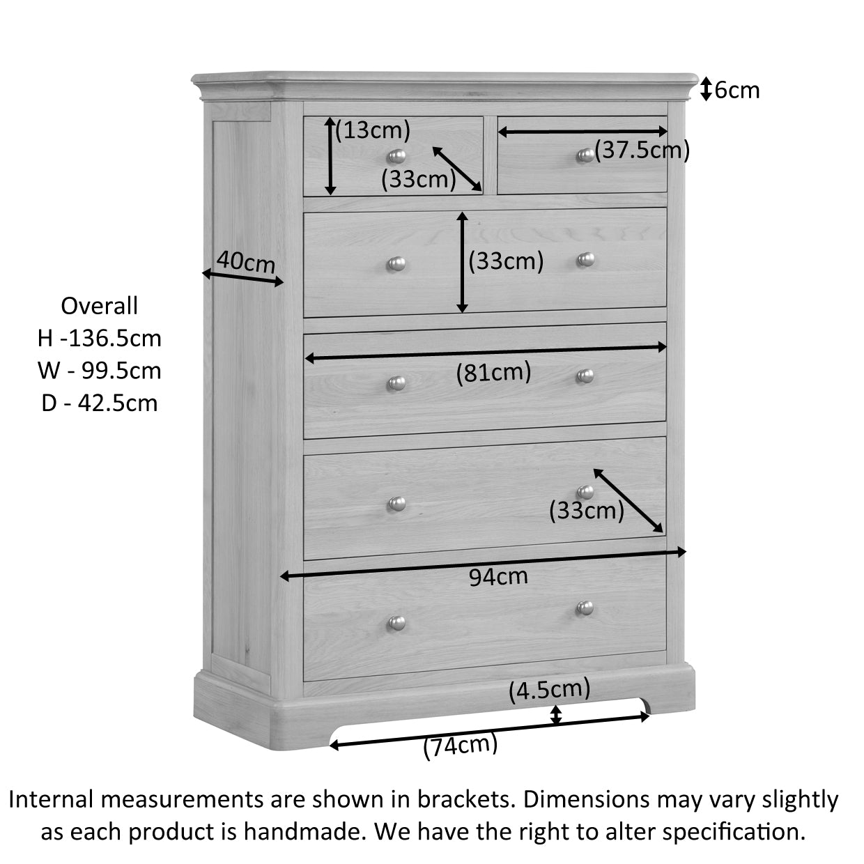Lytham Grey Mist 2 Over 4 Chest Of Drawers