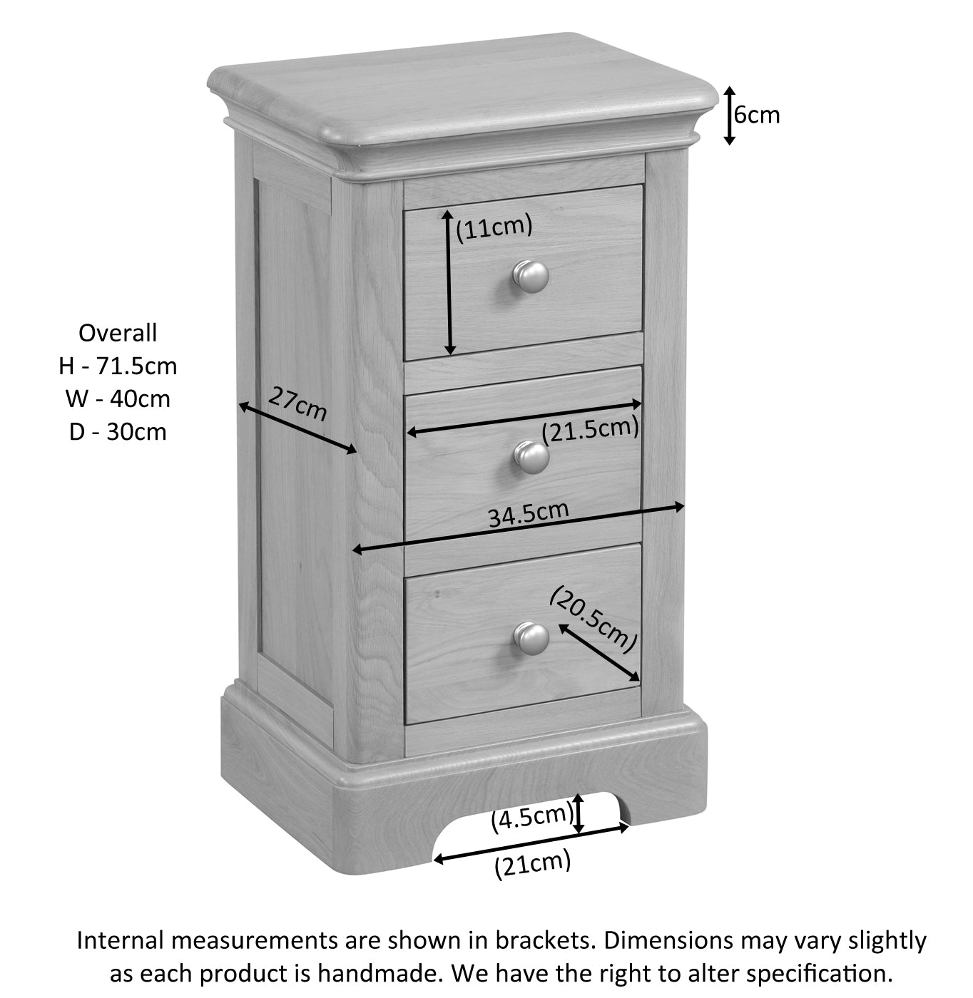 Lytham Grey Mist Compact Bedside Cabinet