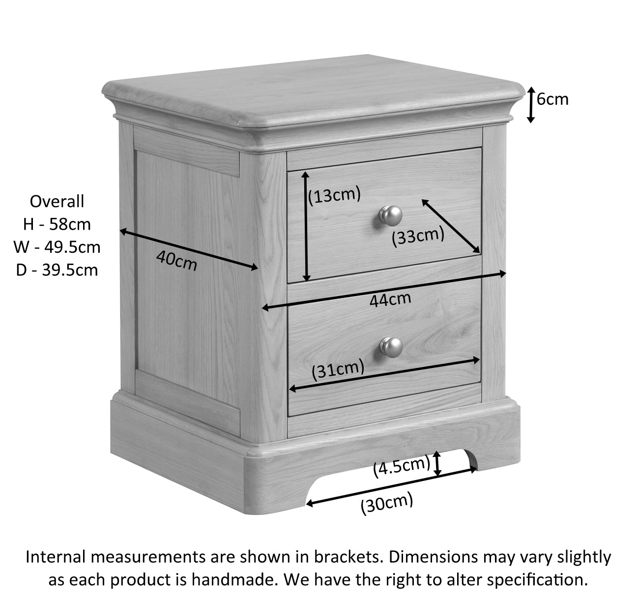 Lytham Oak  2 Drawer Bedside