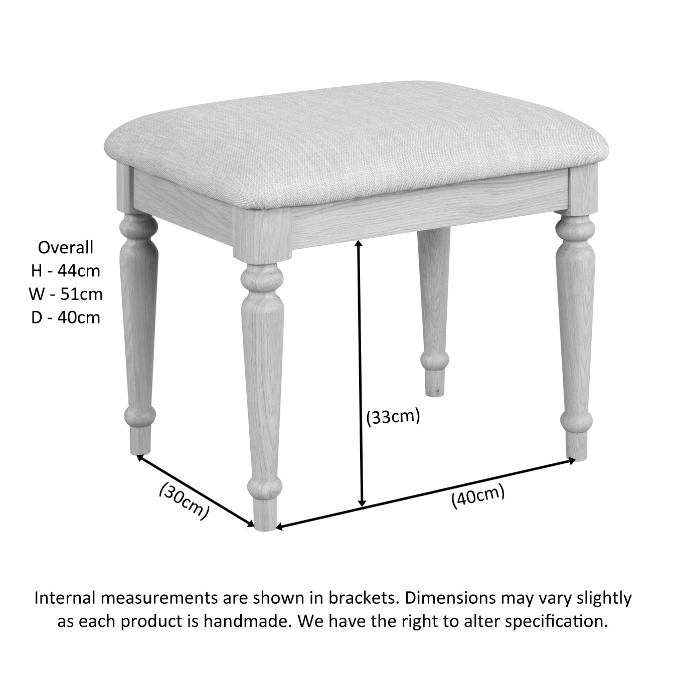 Lytham Grey Mist Dressing Stool
