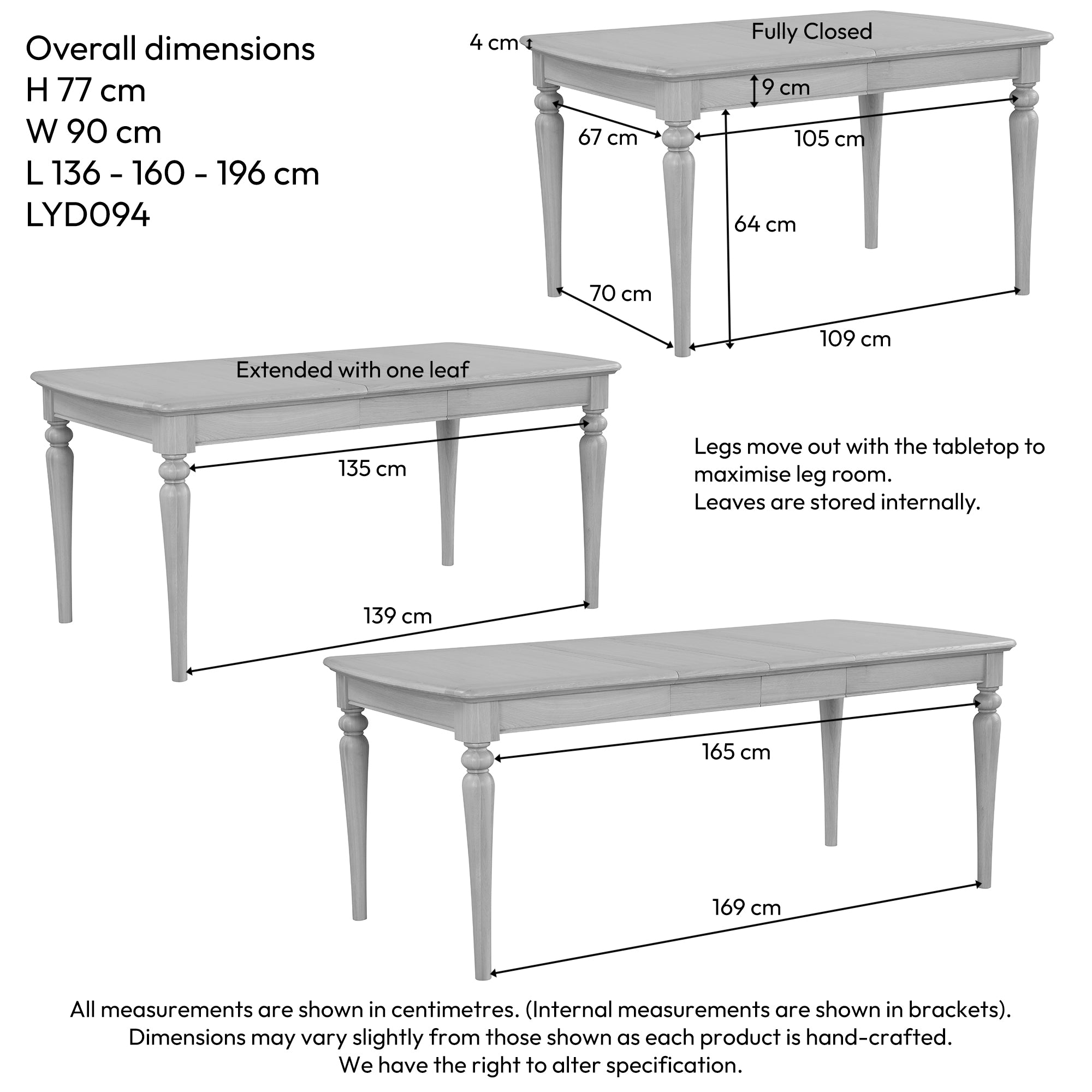Lytham Oak Medium Extending Dining Table