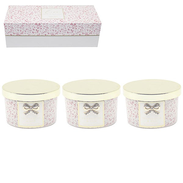 Hearts Design Candle Set of 3 Love Rose