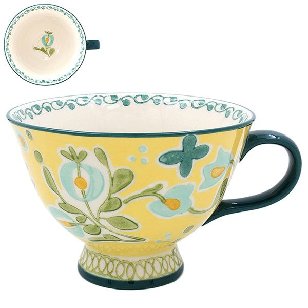 Handpainted Footed Mug Wide Yellow