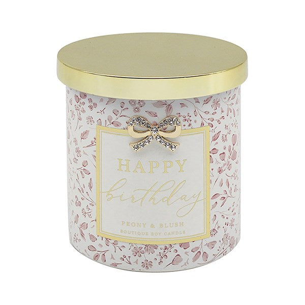 Pink Hearts Design Candle Happy Birthday