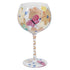 Hand Painted Gin Glass Busy Lizzies