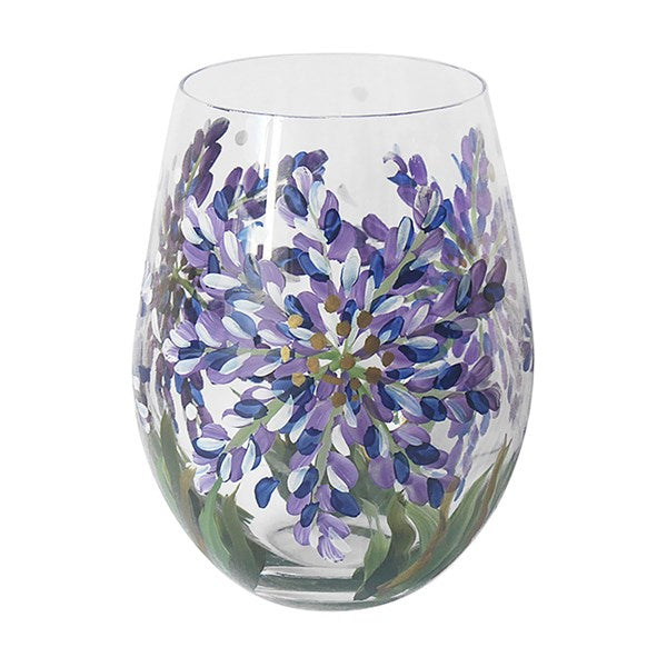Handpainted Stemless Glass Agapanthus