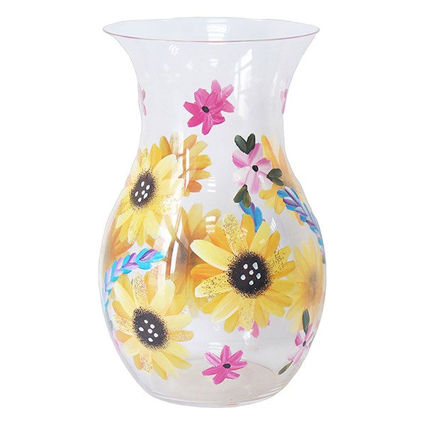 Lynsey Johnstone Hand Painte Glass Vase Sunflowers