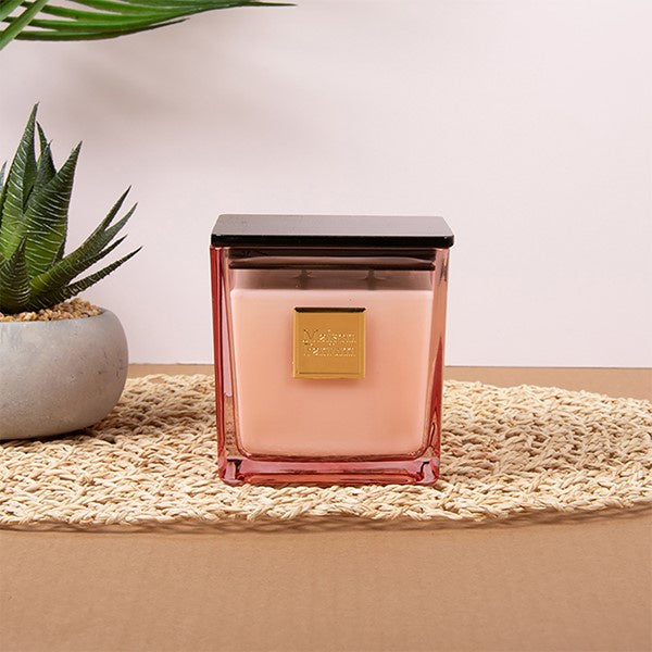 Square Lidded Candles Rouge
