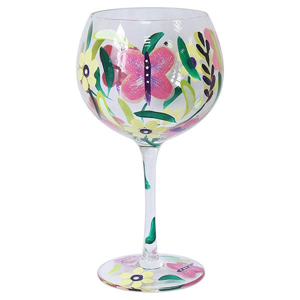 Hand Painted Glass Gin Butterflies