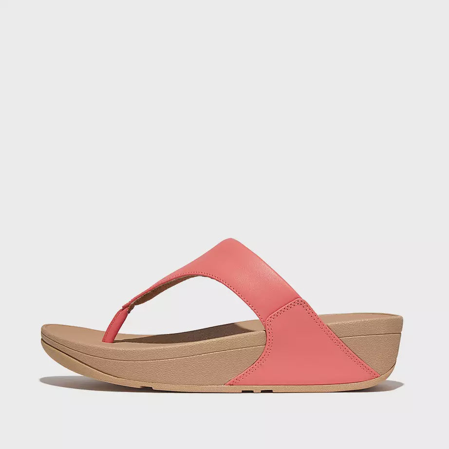 FitFlop Lulu Leather Toe-Post Sandals Rosy Coral