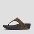 FitFlop Lulu Suede Leopard Toe-Post Sandal Tan/Black