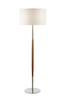 Detroit Walnut Satin Base Floor Lamp with Ivory Faux Silk Oval Shade
