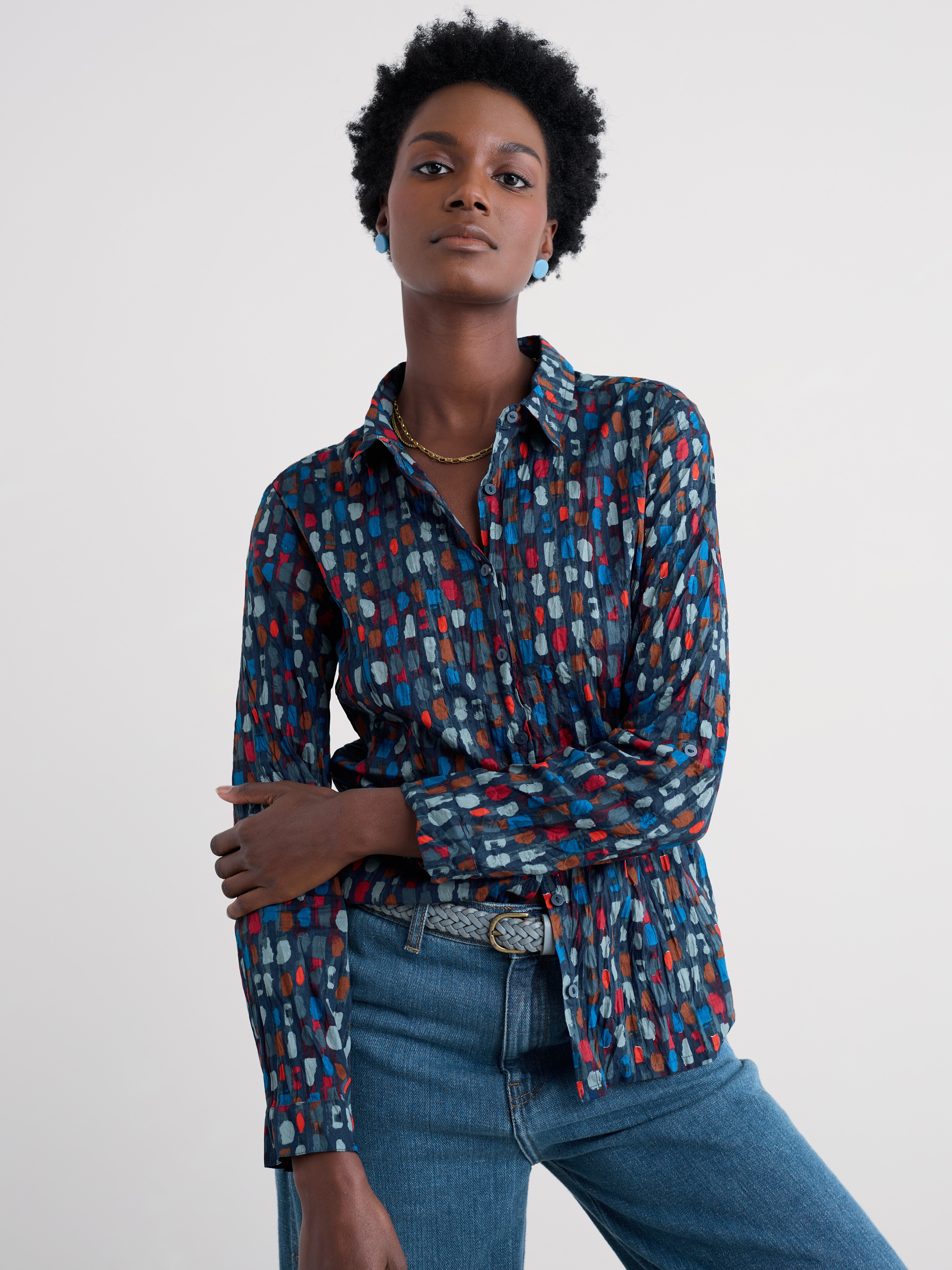 Seasalt Larissa Shirt Dye Strokes Dark Lugger