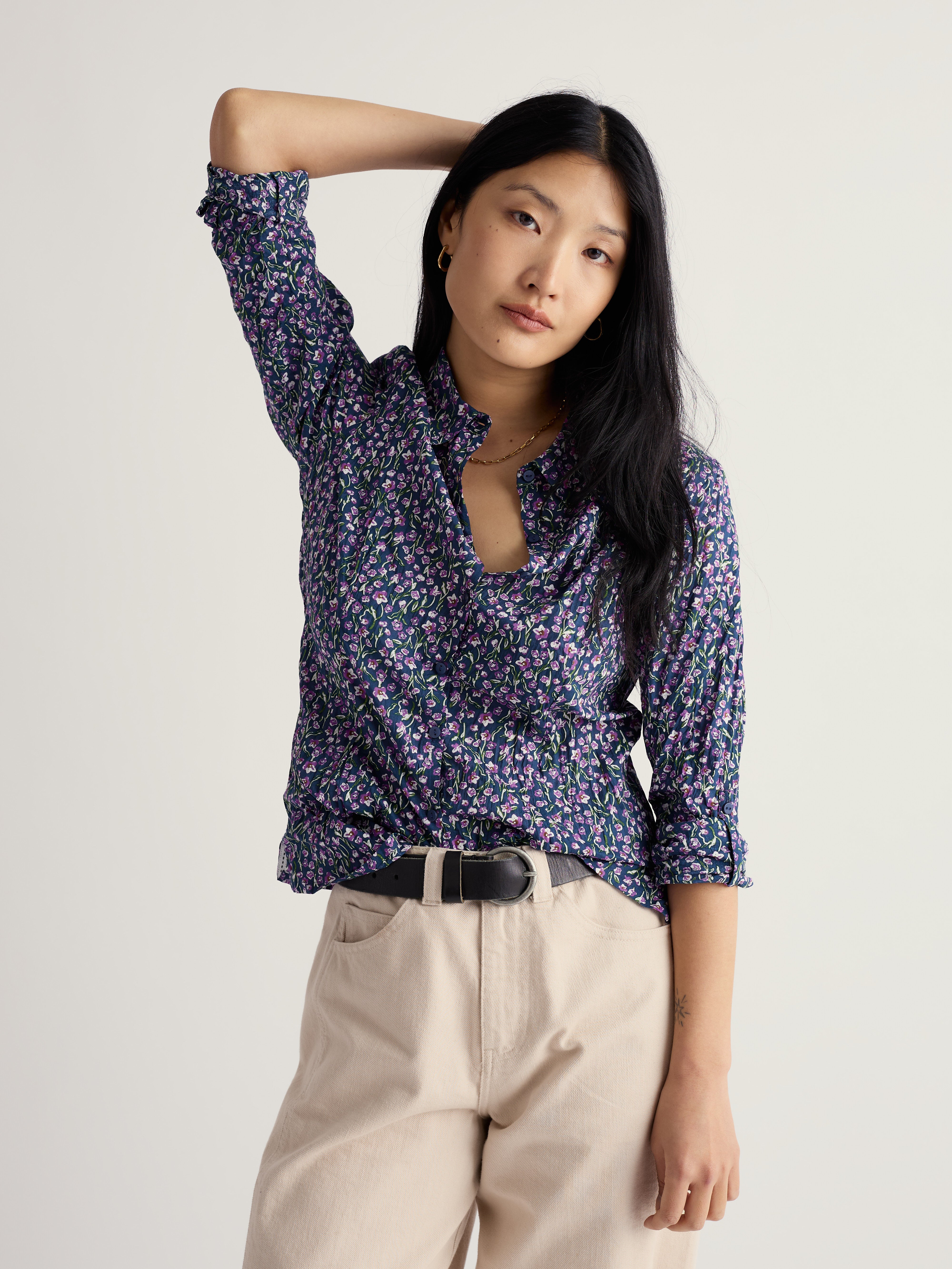 Seasalt Larissa Shirt Flax Flower Bright Orchid