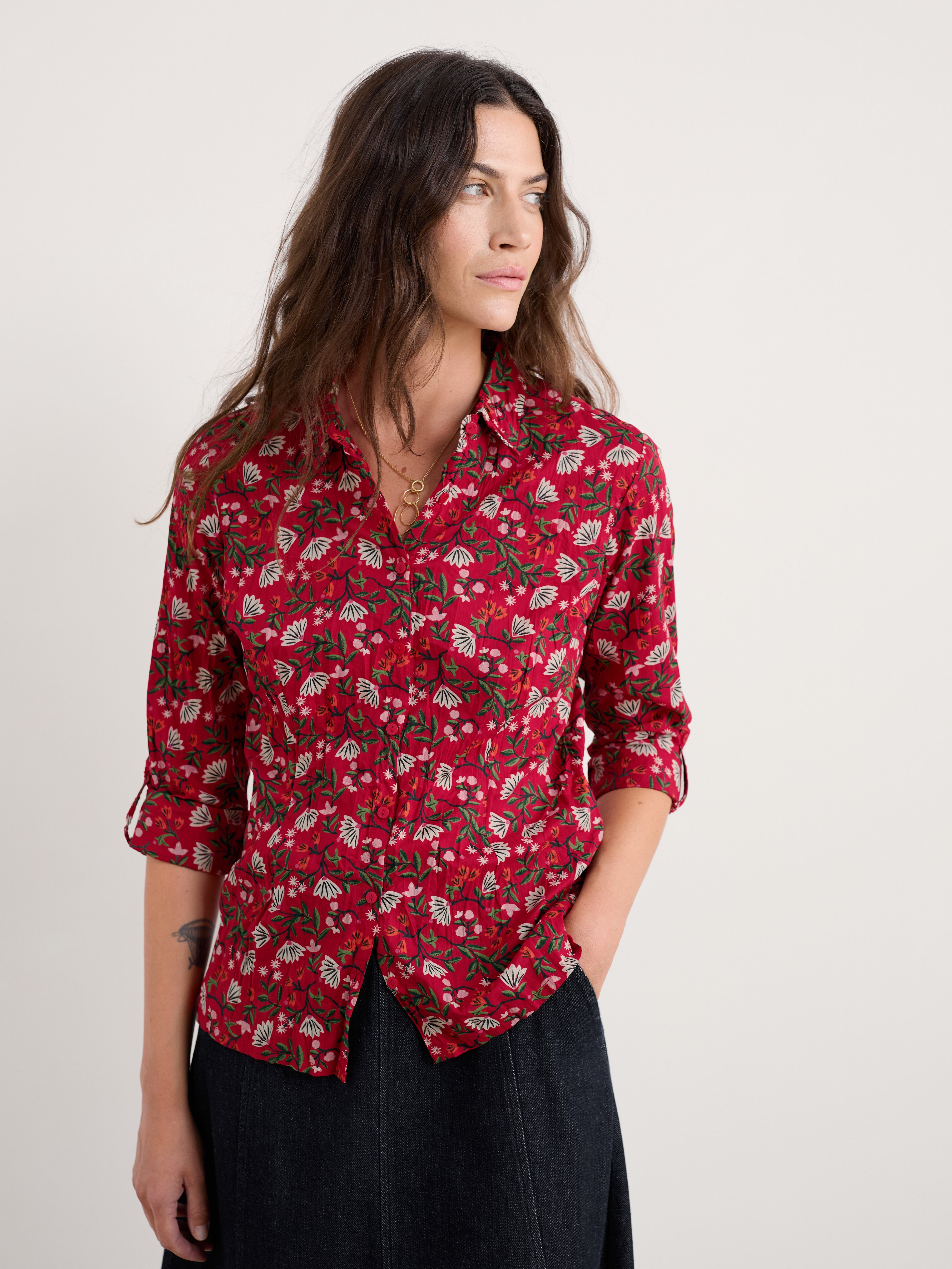 Seasalt Larissa Shirt Winter Wildflower Carmine