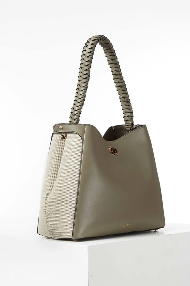 Luella Grey Adrianna Woven Handle Hobo Sage