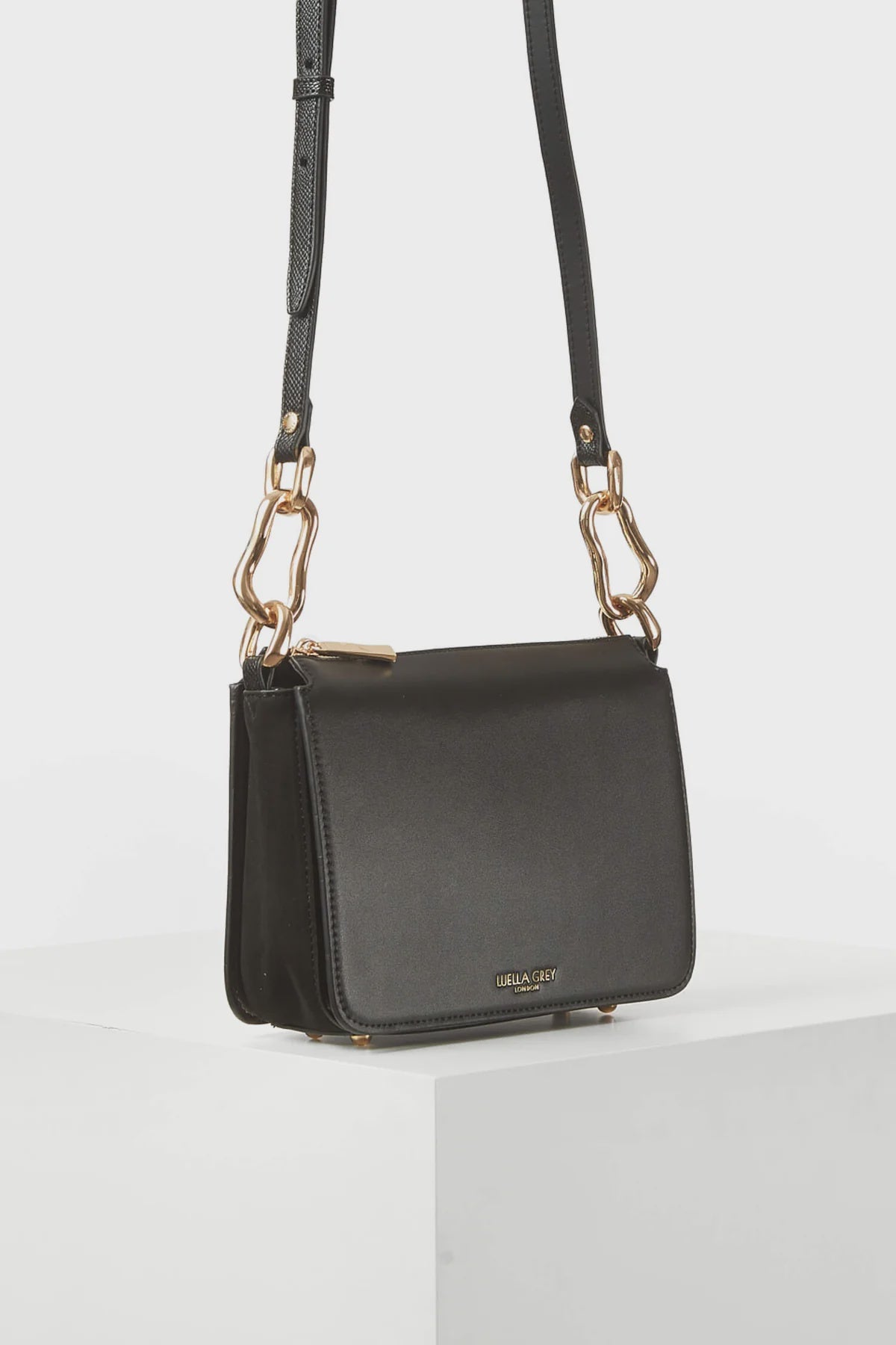 Luella Grey Margarita Zip Top Crossbody Black