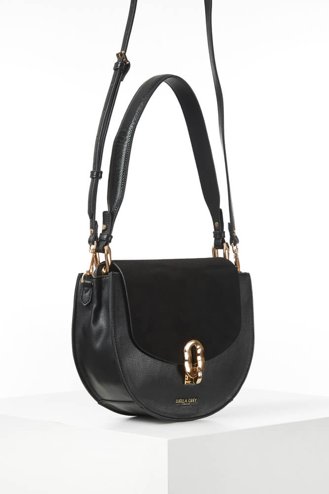 Luella Grey Mildred Saddle Crossbody Black