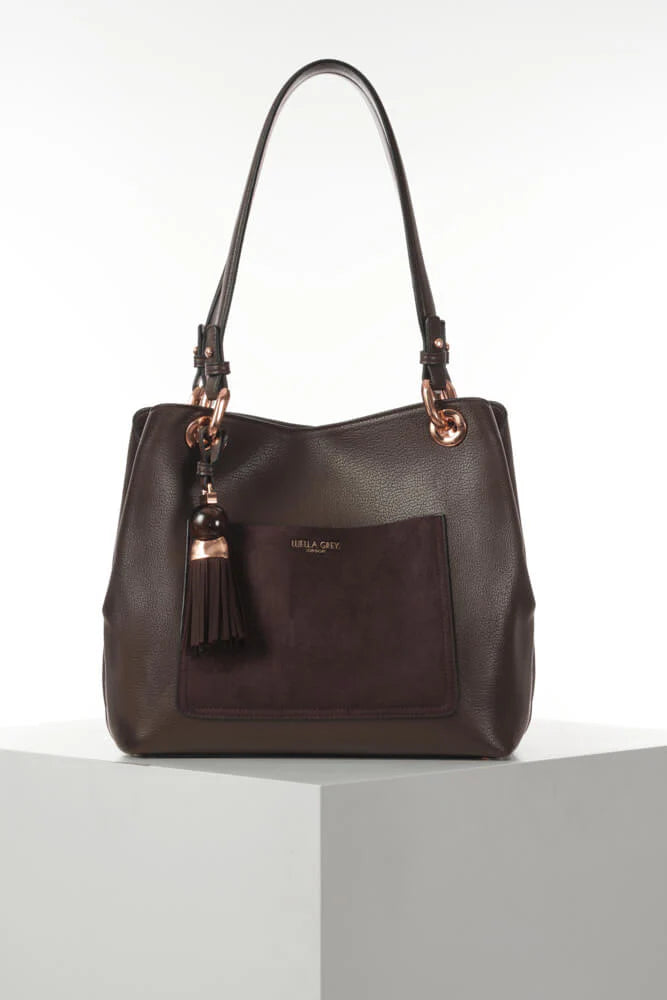 Luella Grey Sienna Hobo Tote Bag Chocolate