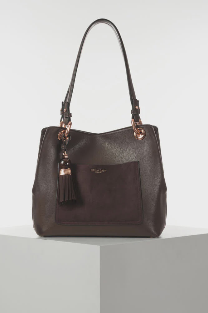 Luella Grey Sienna Hobo Tote Bag Chocolate