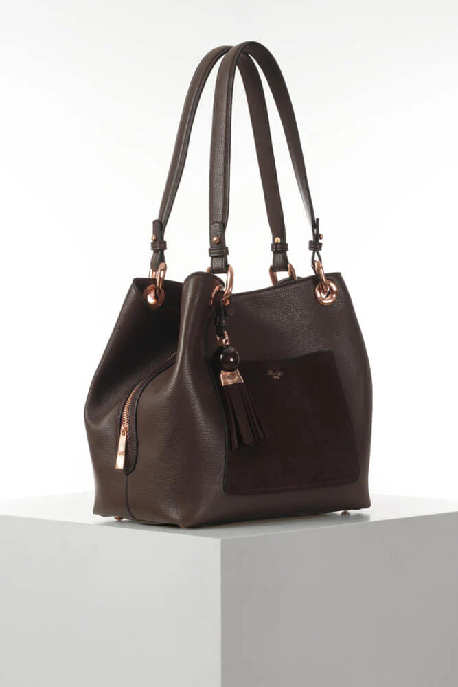 Luella Grey Sienna Hobo Tote Bag Chocolate