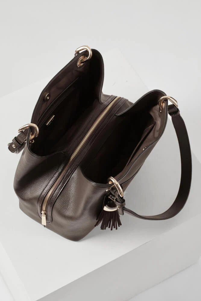 Luella Grey Sienna Hobo Tote Bag Chocolate