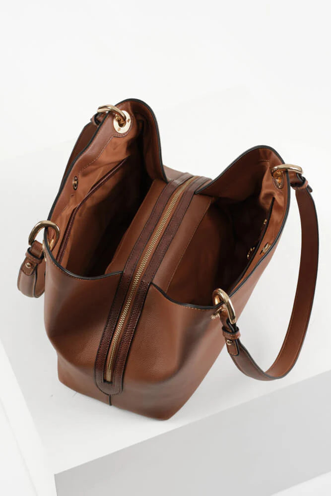 Luella Grey Sienna Hobo Tote Bag Conker