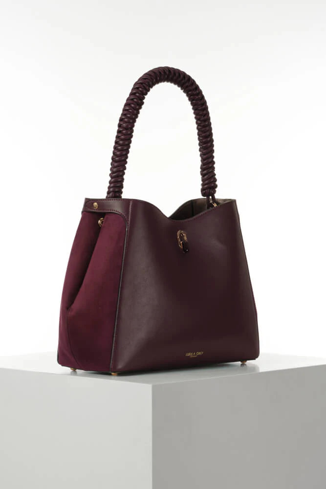 Luella Grey Simone Woven Handle Hobo Bag Cherry