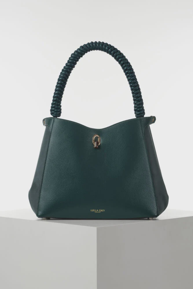 Luella Grey Simone Woven Handle Hobo Bag Peacock