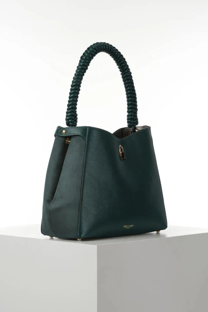 Luella Grey Simone Woven Handle Hobo Bag Peacock